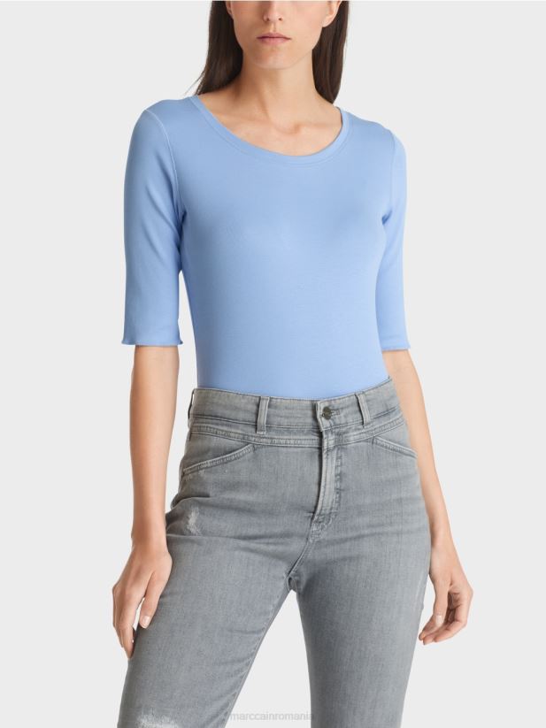 tricou cu maneci 3/4 lungime Marc Cain cer întunecat de vară îmbrăcăminte 4826HH1335