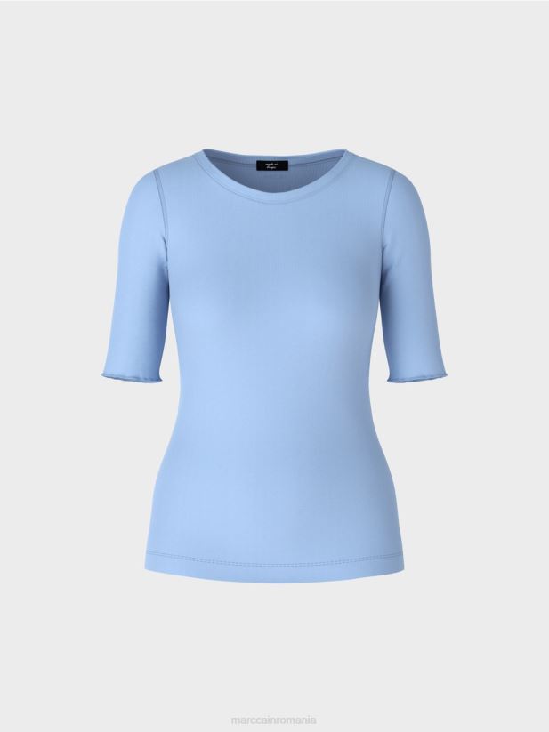 tricou cu maneci 3/4 lungime Marc Cain cer întunecat de vară îmbrăcăminte 4826HH1335