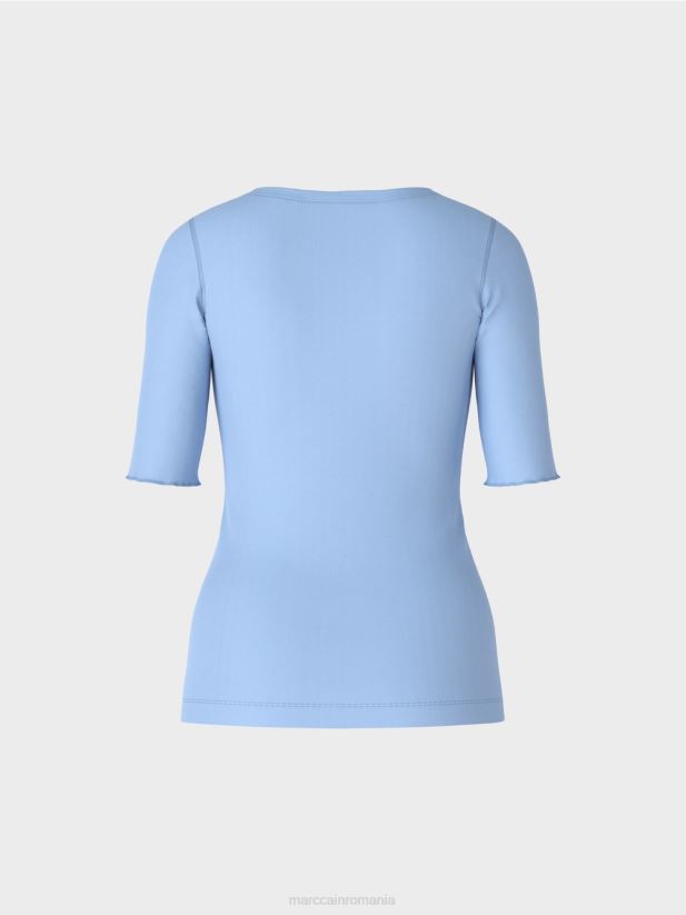 tricou cu maneci 3/4 lungime Marc Cain cer întunecat de vară îmbrăcăminte 4826HH1335