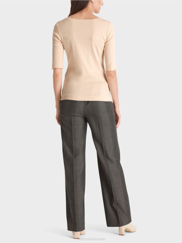 tricou cu maneci 3/4 lungime Marc Cain crema inchisa îmbrăcăminte 4826HH1339