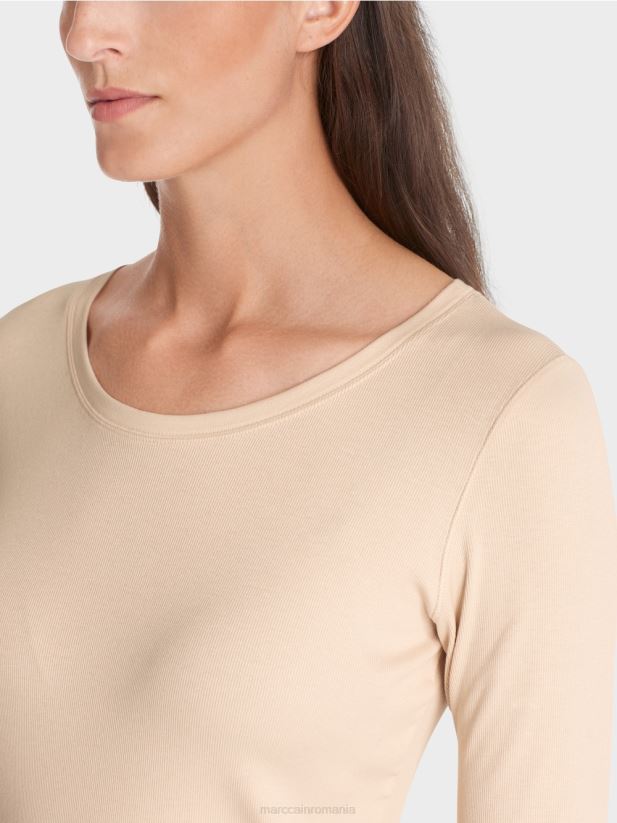 tricou cu maneci 3/4 lungime Marc Cain crema inchisa îmbrăcăminte 4826HH1339