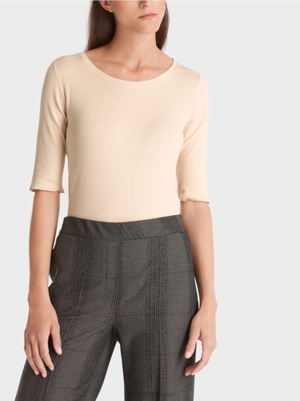 tricou cu maneci 3/4 lungime Marc Cain crema inchisa îmbrăcăminte 4826HH1339