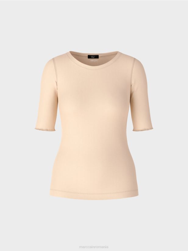 tricou cu maneci 3/4 lungime Marc Cain crema inchisa îmbrăcăminte 4826HH1339