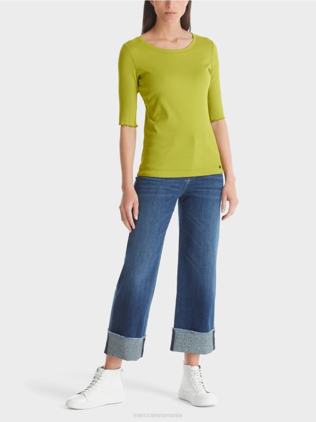 tricou cu maneci 3/4 lungime Marc Cain verde măsliniu strălucitor îmbrăcăminte 4826HH1328