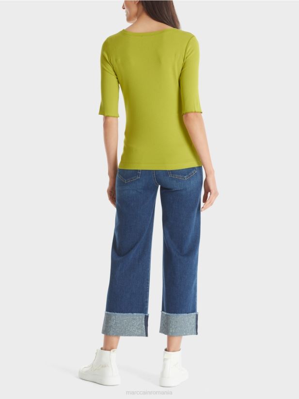 tricou cu maneci 3/4 lungime Marc Cain verde măsliniu strălucitor îmbrăcăminte 4826HH1328