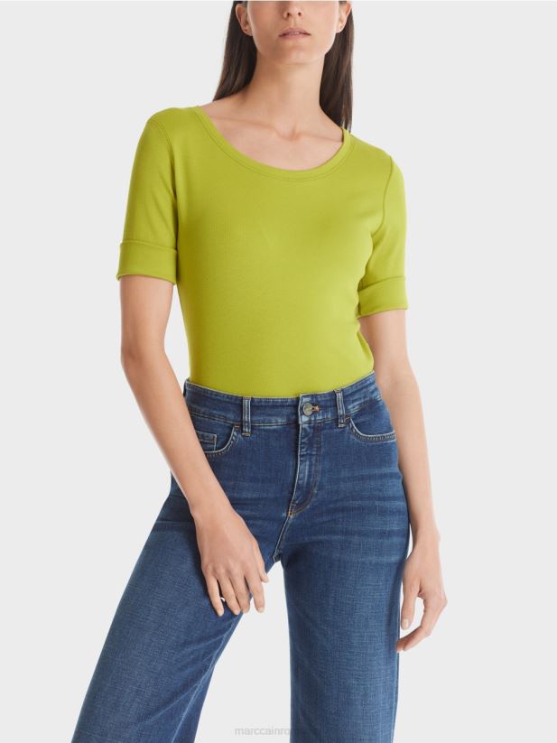 tricou cu maneci 3/4 lungime Marc Cain verde măsliniu strălucitor îmbrăcăminte 4826HH1328