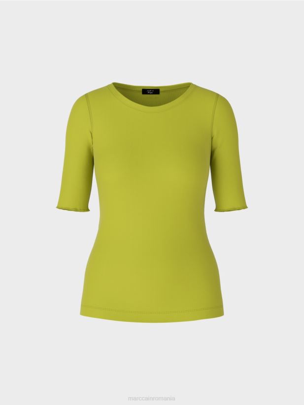 tricou cu maneci 3/4 lungime Marc Cain verde măsliniu strălucitor îmbrăcăminte 4826HH1328