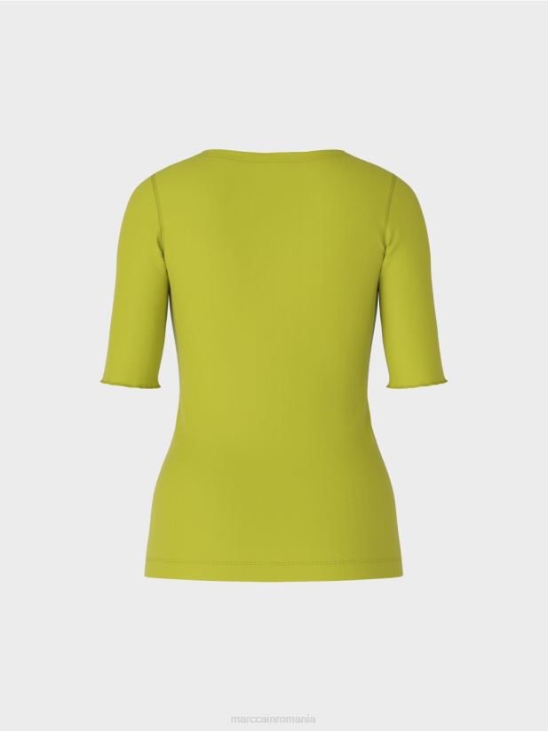 tricou cu maneci 3/4 lungime Marc Cain verde măsliniu strălucitor îmbrăcăminte 4826HH1328