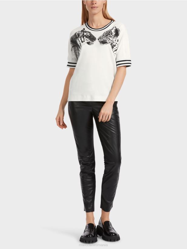 tricou cu maneci kimono Marc Cain aproape alb îmbrăcăminte 4826HH1264