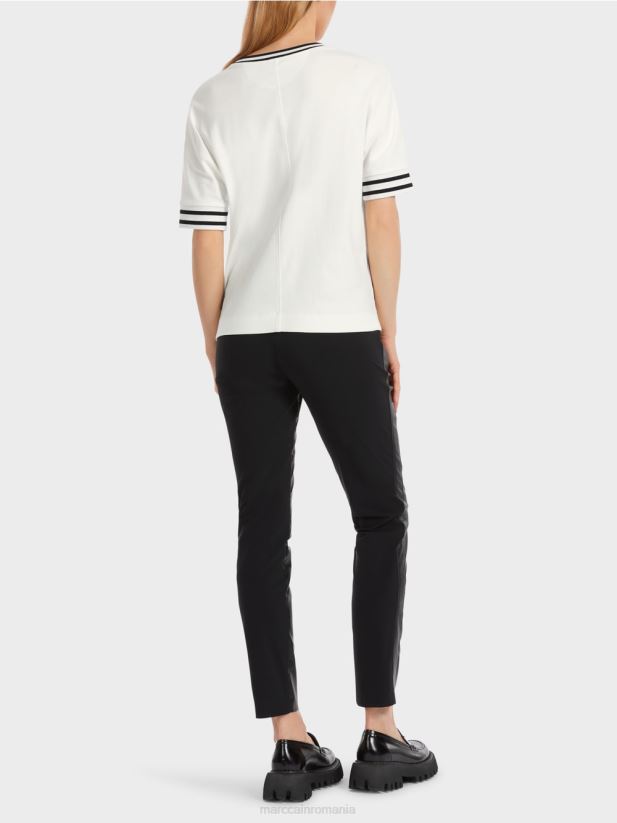 tricou cu maneci kimono Marc Cain aproape alb îmbrăcăminte 4826HH1264