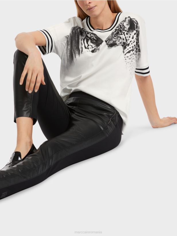 tricou cu maneci kimono Marc Cain aproape alb îmbrăcăminte 4826HH1264