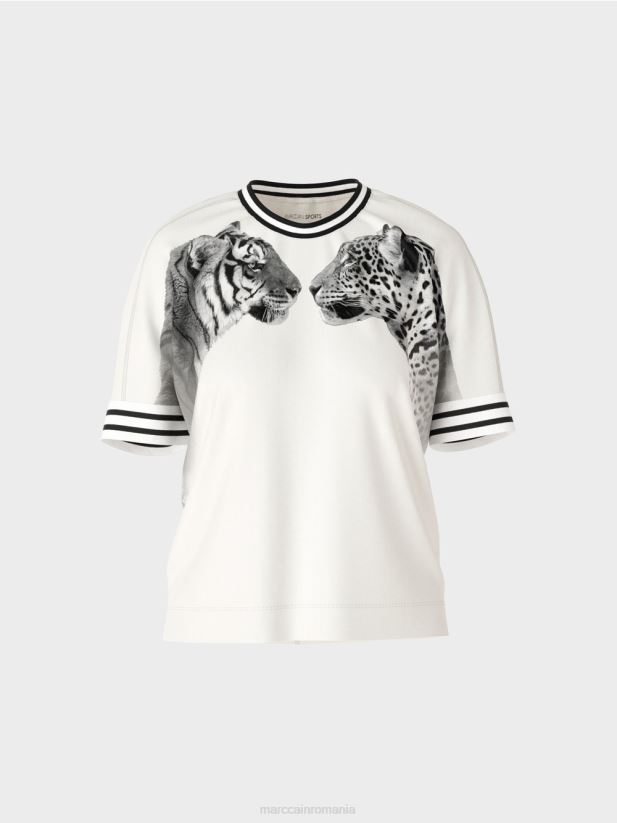 tricou cu maneci kimono Marc Cain aproape alb îmbrăcăminte 4826HH1264