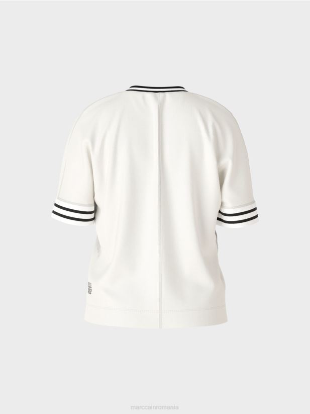 tricou cu maneci kimono Marc Cain aproape alb îmbrăcăminte 4826HH1264