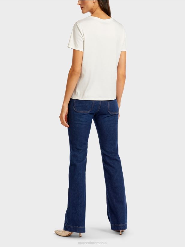 tricou cu margele si design anilor 60 Marc Cain albastru atmosferic îmbrăcăminte 4826HH1454