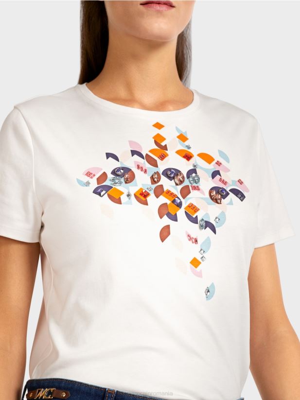 tricou cu margele si design anilor 60 Marc Cain albastru atmosferic îmbrăcăminte 4826HH1454