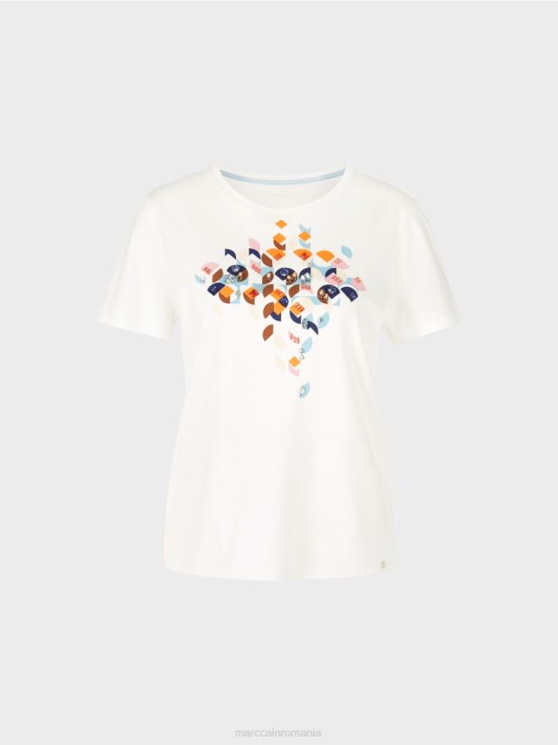 tricou cu margele si design anilor 60 Marc Cain albastru atmosferic îmbrăcăminte 4826HH1454