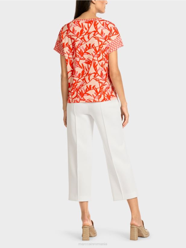 tricou cu mix de modele Marc Cain bronz strălucitor îmbrăcăminte 4826HH1423