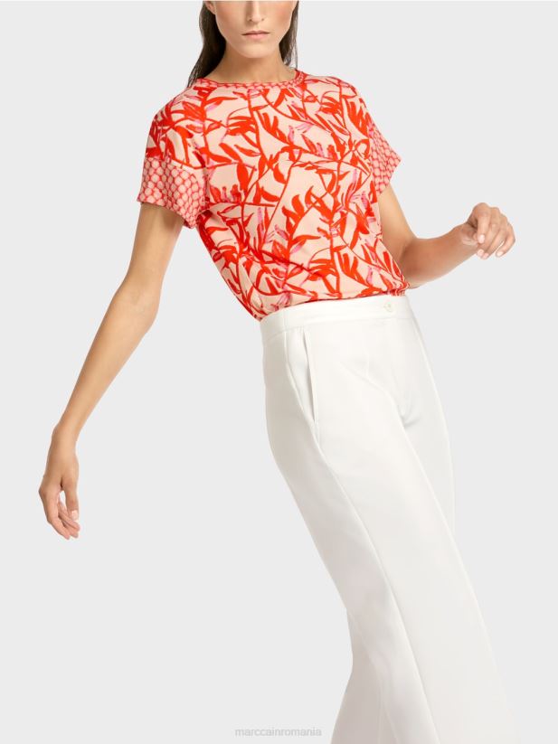 tricou cu mix de modele Marc Cain bronz strălucitor îmbrăcăminte 4826HH1423