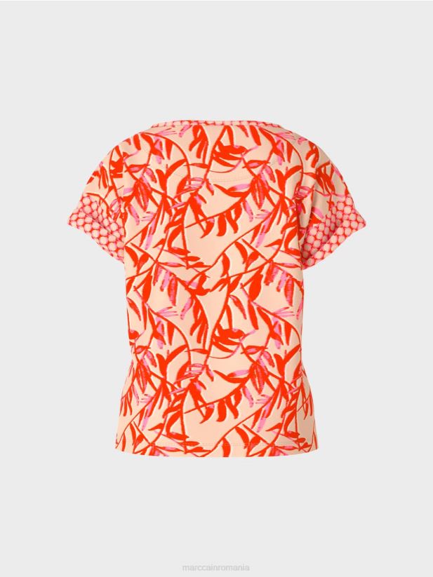 tricou cu mix de modele Marc Cain bronz strălucitor îmbrăcăminte 4826HH1423