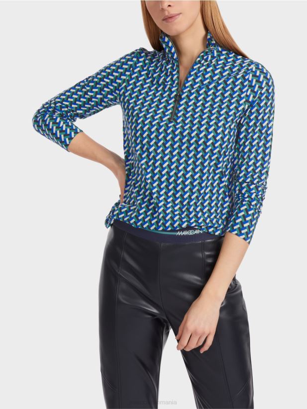 tricou cu model cu guler ridicat Marc Cain smalț îmbrăcăminte 4826HH1231