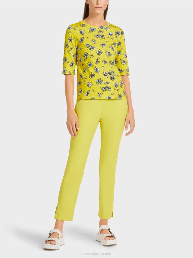 tricou cu model de margarete Marc Cain sulf verde îmbrăcăminte 4826HH1442