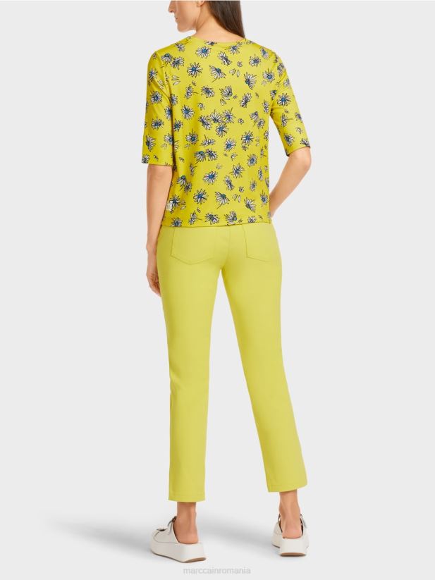 tricou cu model de margarete Marc Cain sulf verde îmbrăcăminte 4826HH1442