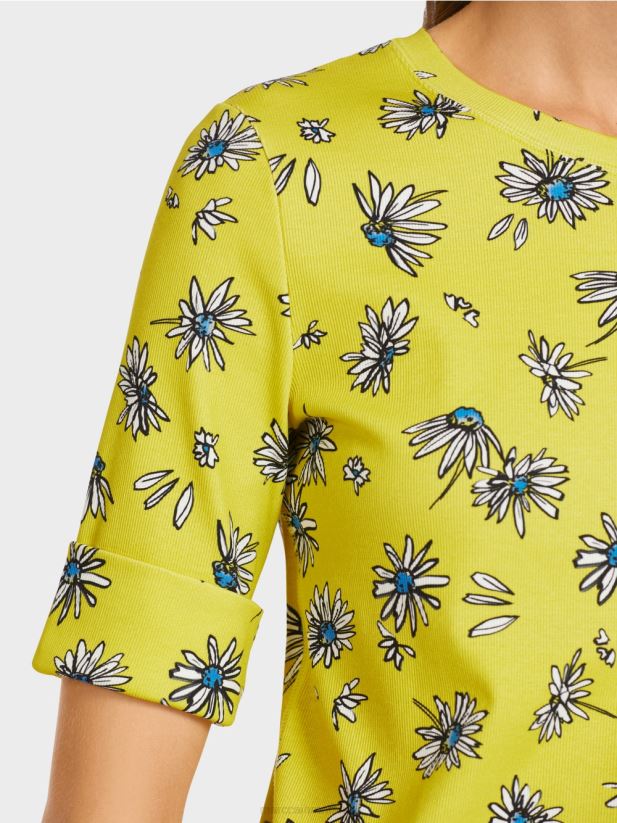 tricou cu model de margarete Marc Cain sulf verde îmbrăcăminte 4826HH1442