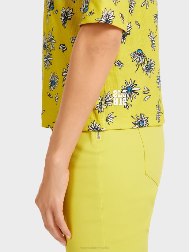 tricou cu model de margarete Marc Cain sulf verde îmbrăcăminte 4826HH1442