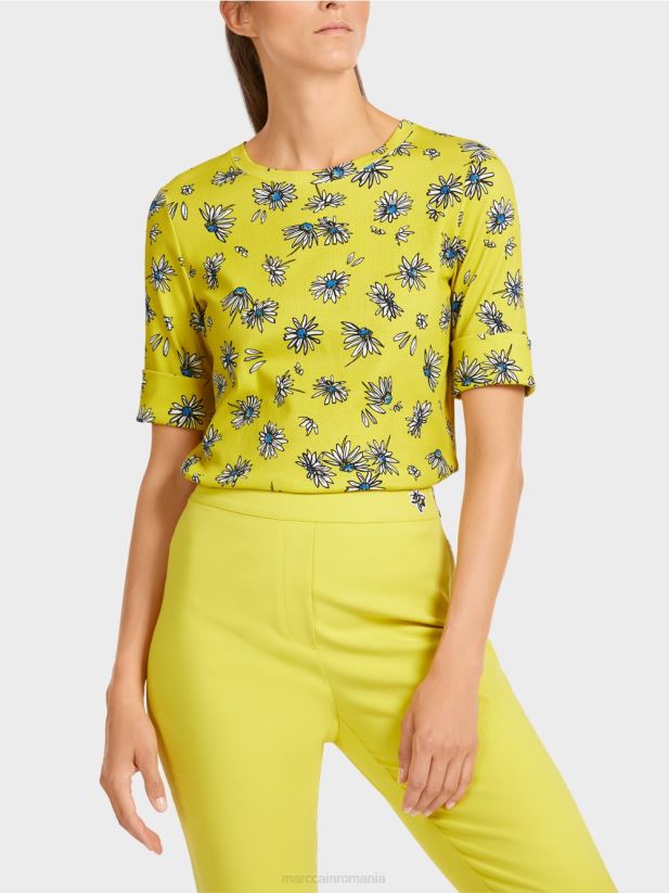 tricou cu model de margarete Marc Cain sulf verde îmbrăcăminte 4826HH1442