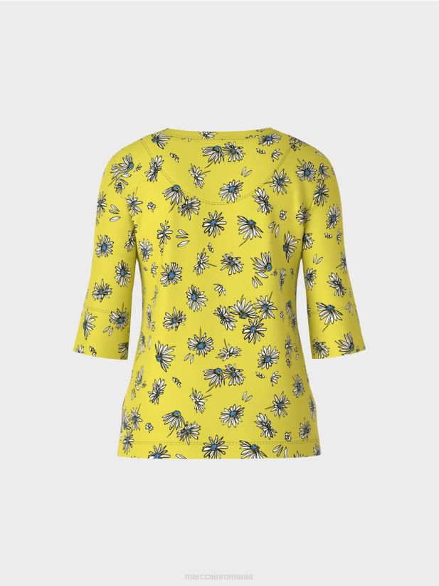 tricou cu model de margarete Marc Cain sulf verde îmbrăcăminte 4826HH1442