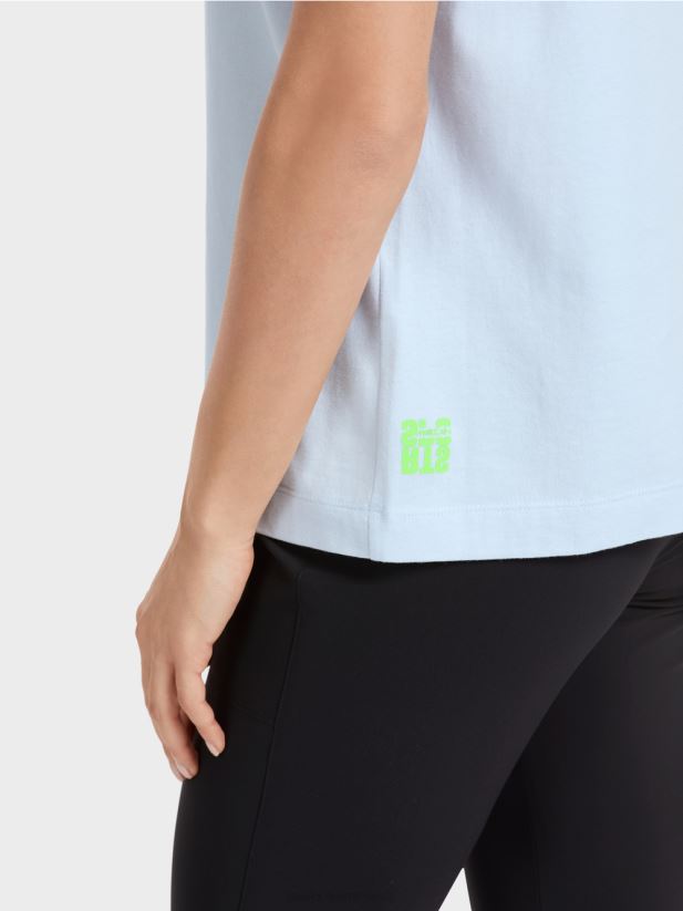 tricou cu motiv de paiete Marc Cain albastru pudra moale îmbrăcăminte 4826HH1301