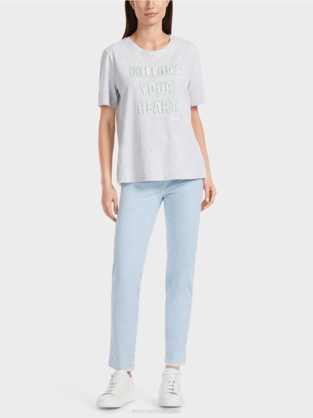 tricou cu motiv de paiete Marc Cain gri argintiu îmbrăcăminte 4826HH1310