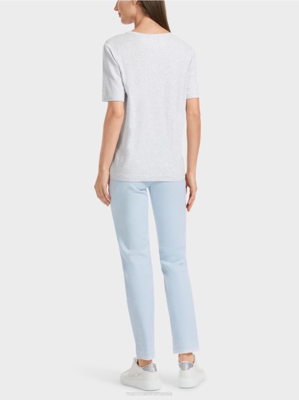 tricou cu motiv de paiete Marc Cain gri argintiu îmbrăcăminte 4826HH1310