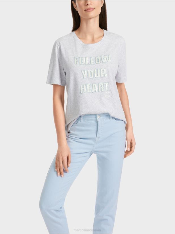 tricou cu motiv de paiete Marc Cain gri argintiu îmbrăcăminte 4826HH1310