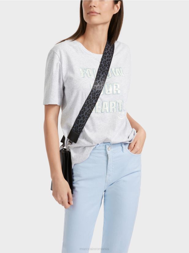 tricou cu motiv de paiete Marc Cain gri argintiu îmbrăcăminte 4826HH1310