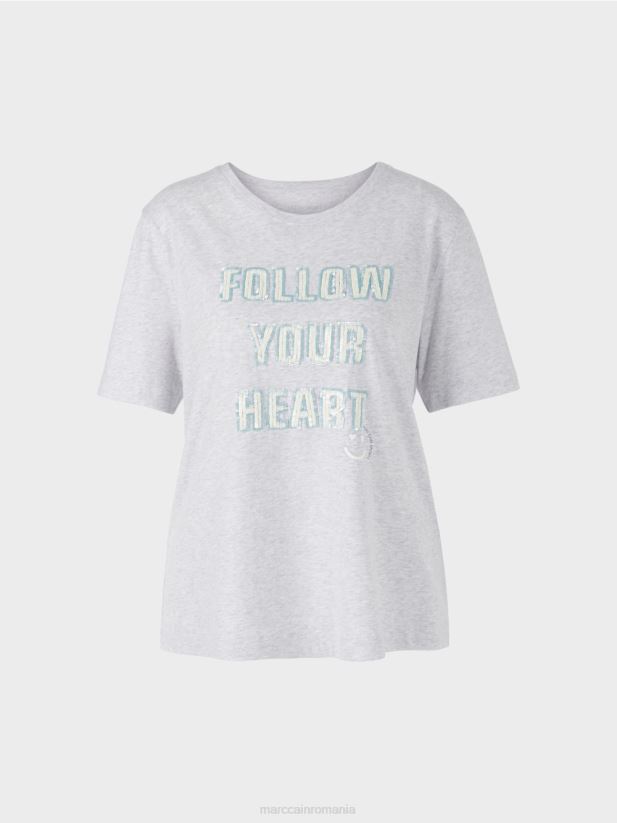 tricou cu motiv de paiete Marc Cain gri argintiu îmbrăcăminte 4826HH1310