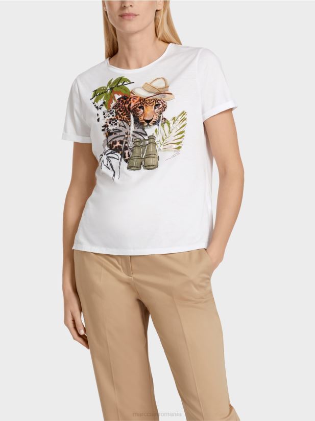 tricou cu motive animale Marc Cain alb îmbrăcăminte 4826HH1397