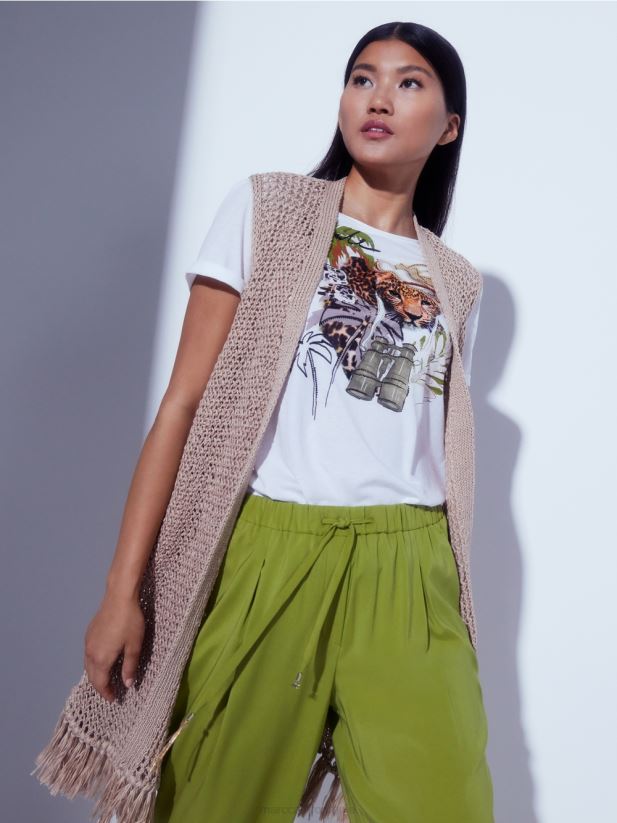 tricou cu motive animale Marc Cain alb îmbrăcăminte 4826HH1397