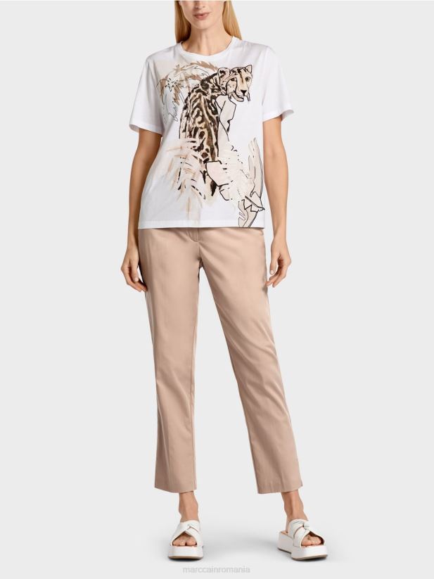 tricou cu motive animale Marc Cain nisip adânc îmbrăcăminte 4826HH1402