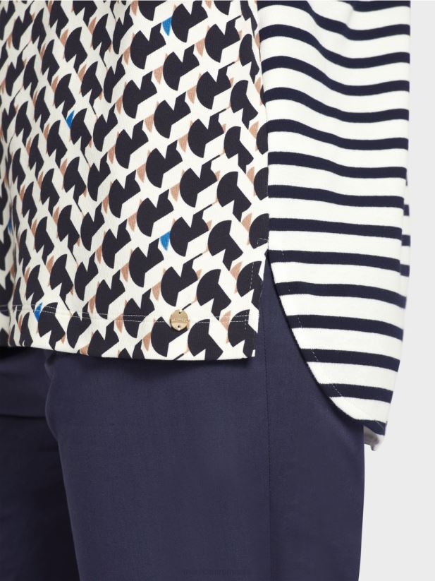 tricou cu nervuri mixte modele Marc Cain albastru miezul nopții îmbrăcăminte 4826HH1355