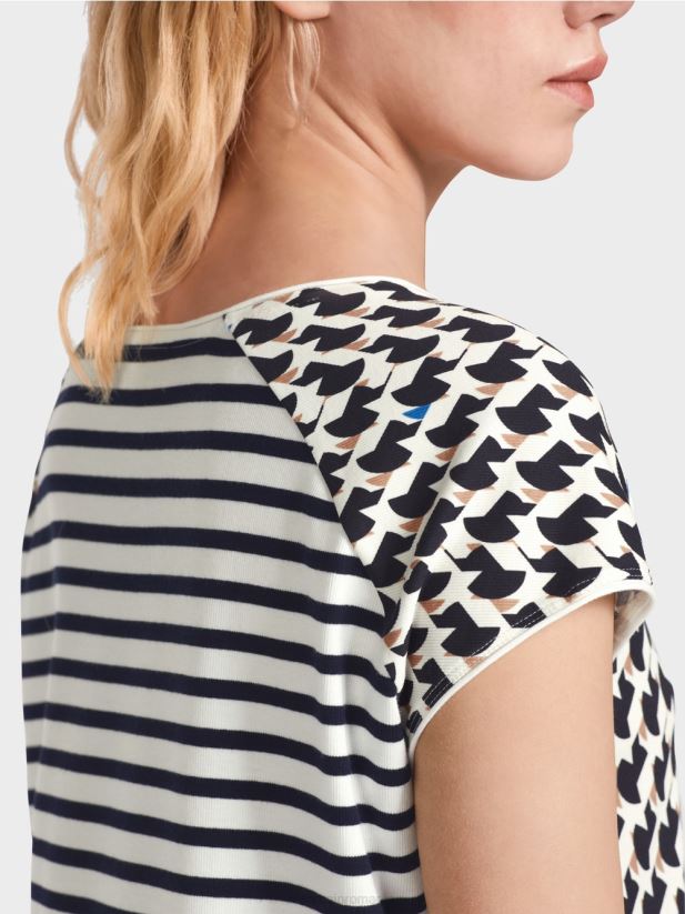 tricou cu nervuri mixte modele Marc Cain albastru miezul nopții îmbrăcăminte 4826HH1355