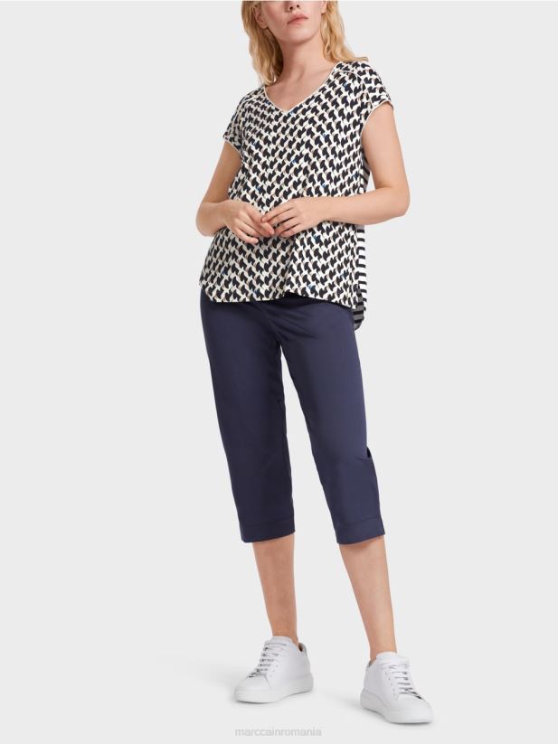 tricou cu nervuri mixte modele Marc Cain albastru miezul nopții îmbrăcăminte 4826HH1355