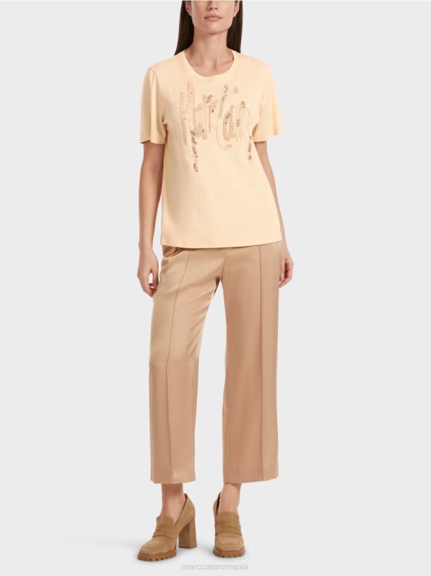 tricou cu paiete Marc Cain crema inchisa îmbrăcăminte 4826HH1276