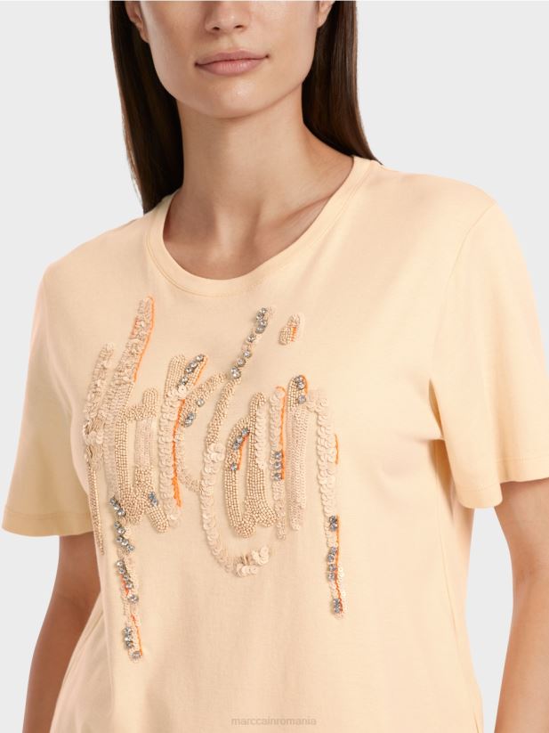 tricou cu paiete Marc Cain crema inchisa îmbrăcăminte 4826HH1276