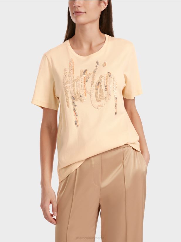 tricou cu paiete Marc Cain crema inchisa îmbrăcăminte 4826HH1276