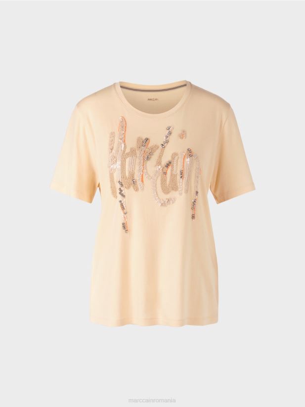 tricou cu paiete Marc Cain crema inchisa îmbrăcăminte 4826HH1276