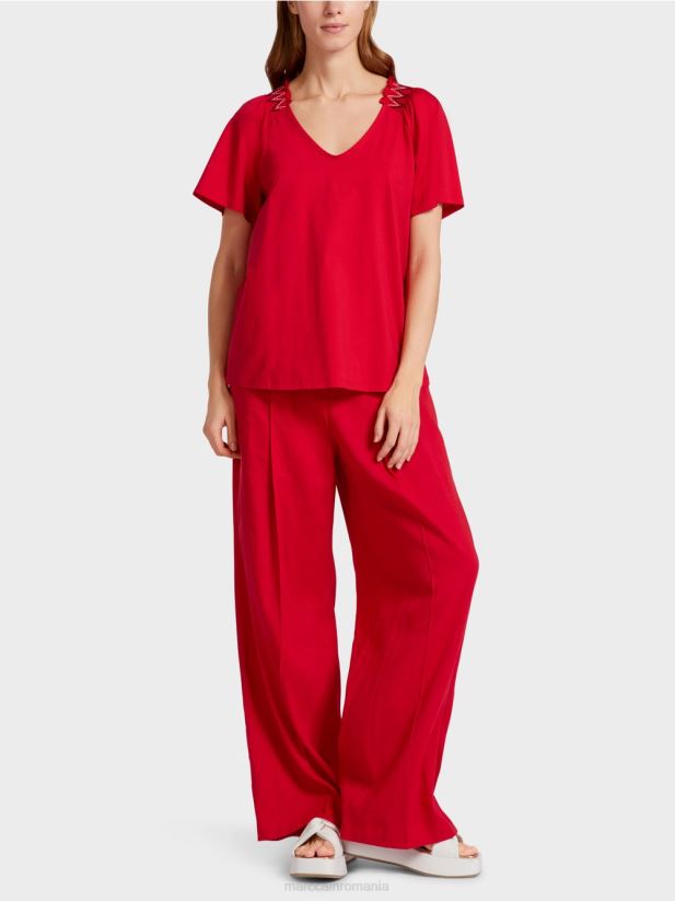 tricou cu raglan Marc Cain rosu intens îmbrăcăminte 4826HH1375