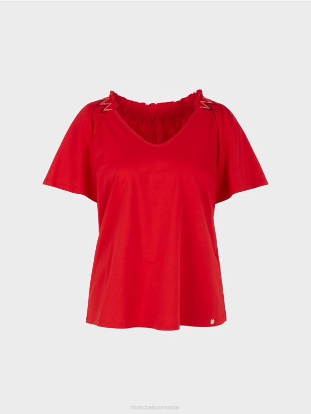 tricou cu raglan Marc Cain rosu intens îmbrăcăminte 4826HH1375