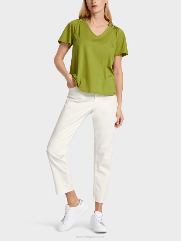 tricou cu raglan Marc Cain verde oliv intens îmbrăcăminte 4826HH1404