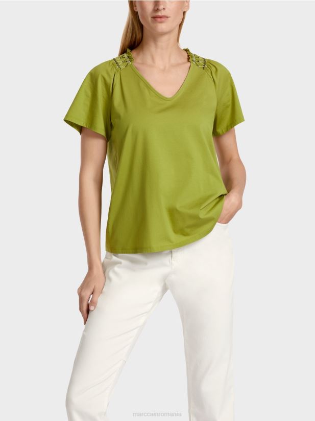 tricou cu raglan Marc Cain verde oliv intens îmbrăcăminte 4826HH1404